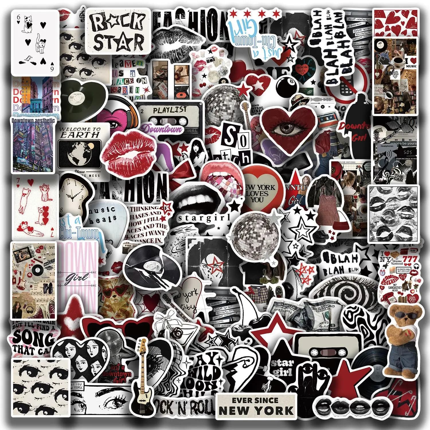 10/50/100/150pcs Downtown Y2K Ragazze Estetica Retro Graffiti Adesivi Telefono Chitarra Laptop Valigia Adesivo Impermeabile Giocattolo Per Bambini