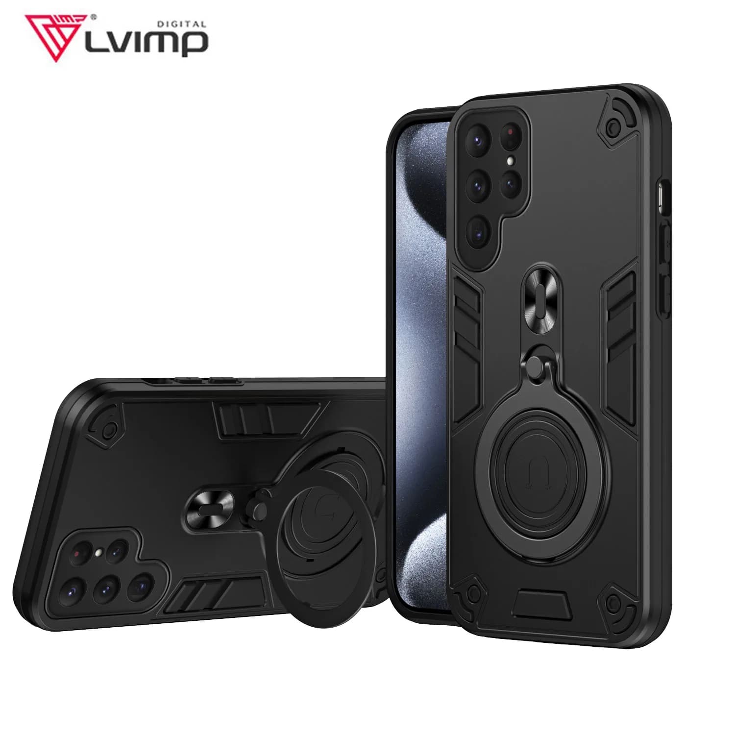 New 360 ° Reverse Magsafe Magnetic Armour Phone Case with Rotating Metal Car Bracket for Samsung Galaxy S25 S24 Ultra S23 FE
