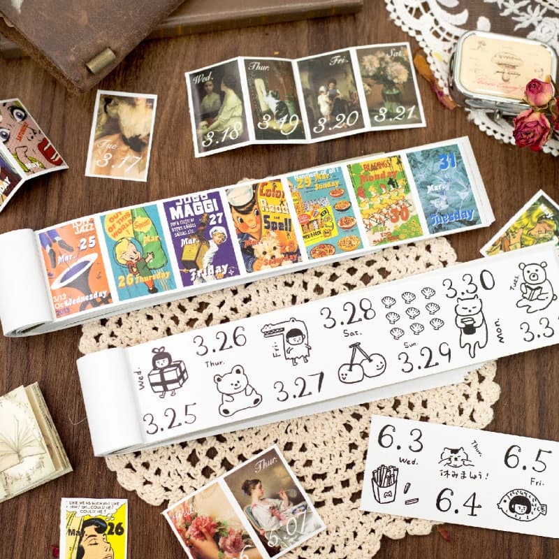 Journal GO 365 Pages Creative Sticky Tearable Calendar 2026 Retro Mini Calendar Book for Planner Journal Scrapbooking Diary diy