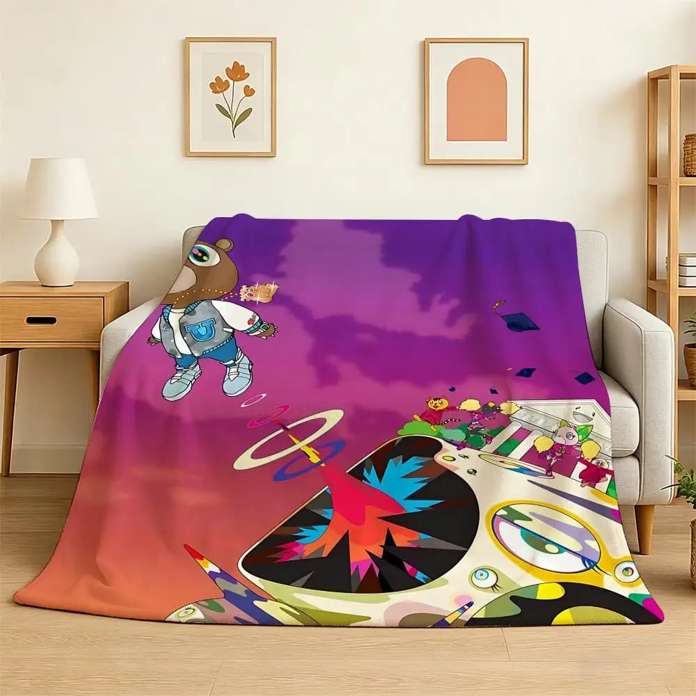 Rapper Star YE Kanye West Throw 240g Flannel Blanket Lightweight Soft Skin-friendly Summer Thin Throw Blanket