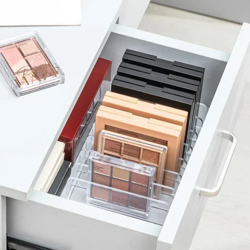 Transparent 7 compartment makeup box, acrylic cosmetic display for Fard umbrella, space saving space