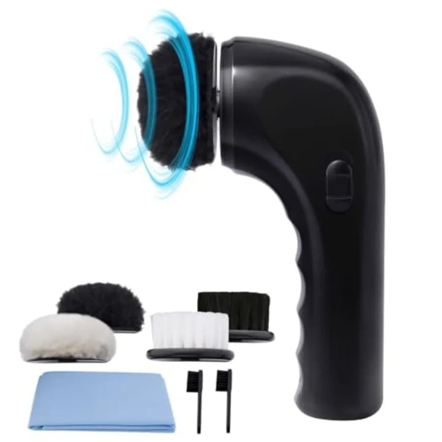 Kit Elettrico per Lucidatura Scarpe, Spazzola Elettrica per Lucidare, Pulitore per Polvere, Kit Portatile per la Cura della Pelle
