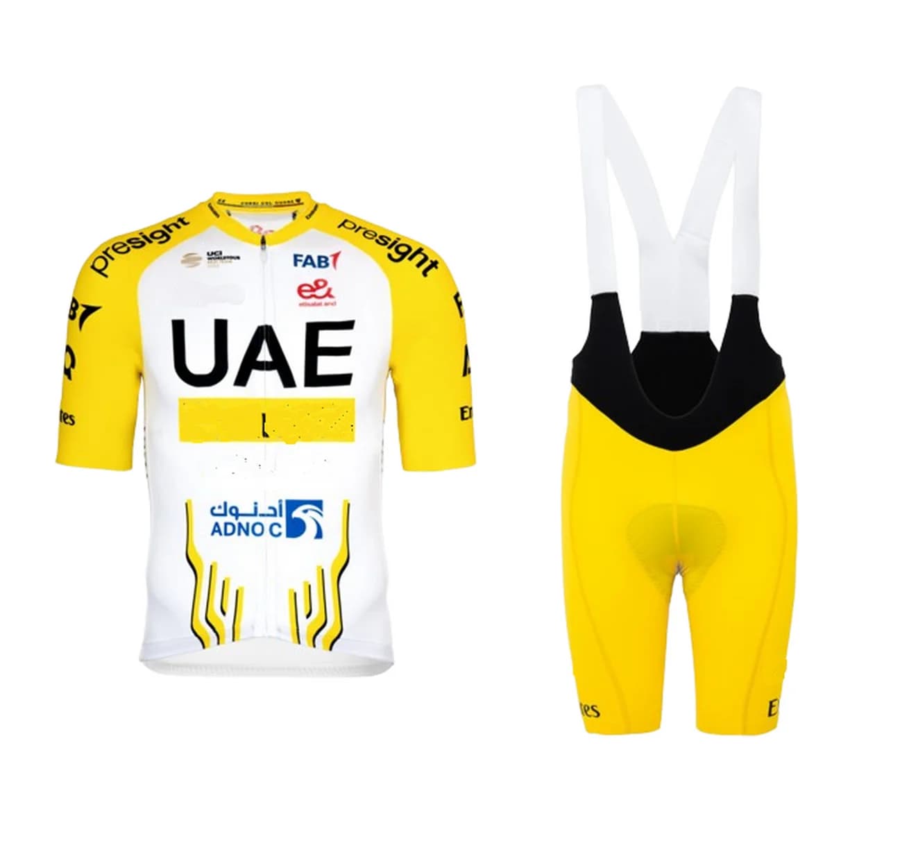 LASER CUT 2024 UAE TEAM TDF GIALLO MAGLIA DA CICLISMO A MANICA CORTA ESTATE CICLISMO WEAR ROPA CICLISMO + BIB SHORTS