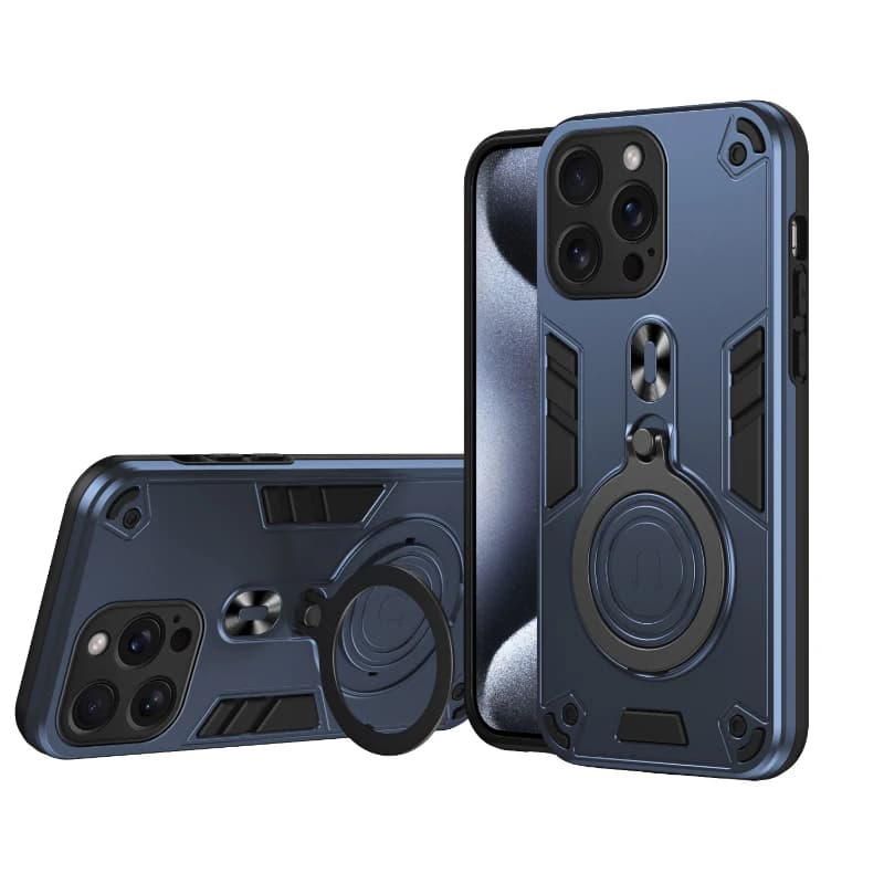 Nuovo 360 ° Custodia per telefono con armatura magnetica Magsafe inversa con staffa per auto in metallo rotante per iPhone 16 Pro Max 14 11 12 13 15 Pro Max
