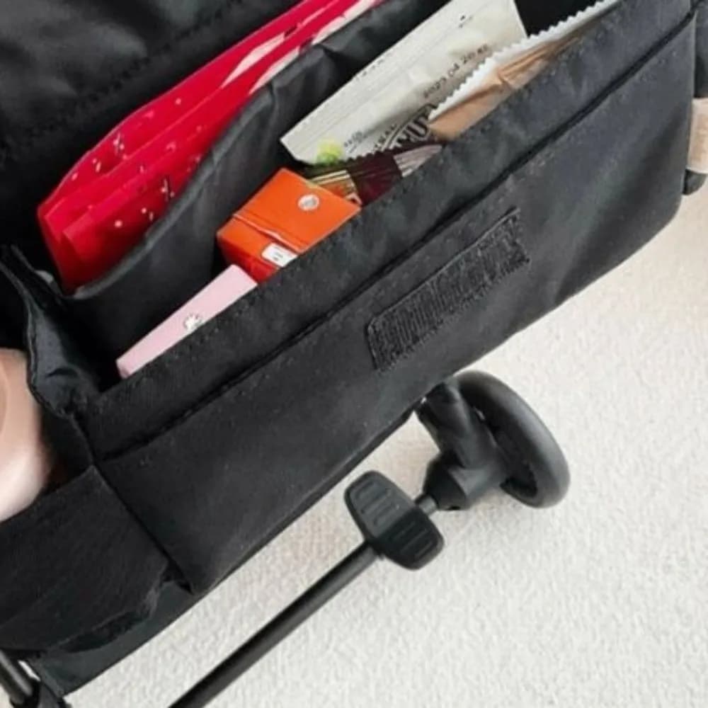 Borsa Organizer per Passeggino con Orsetto in Tessuto, Borsa Portaoggetti Multitasche per Passeggino, Borsa da Mamma, Borsa da Appendere al Passeggino, Accessori per Passeggino