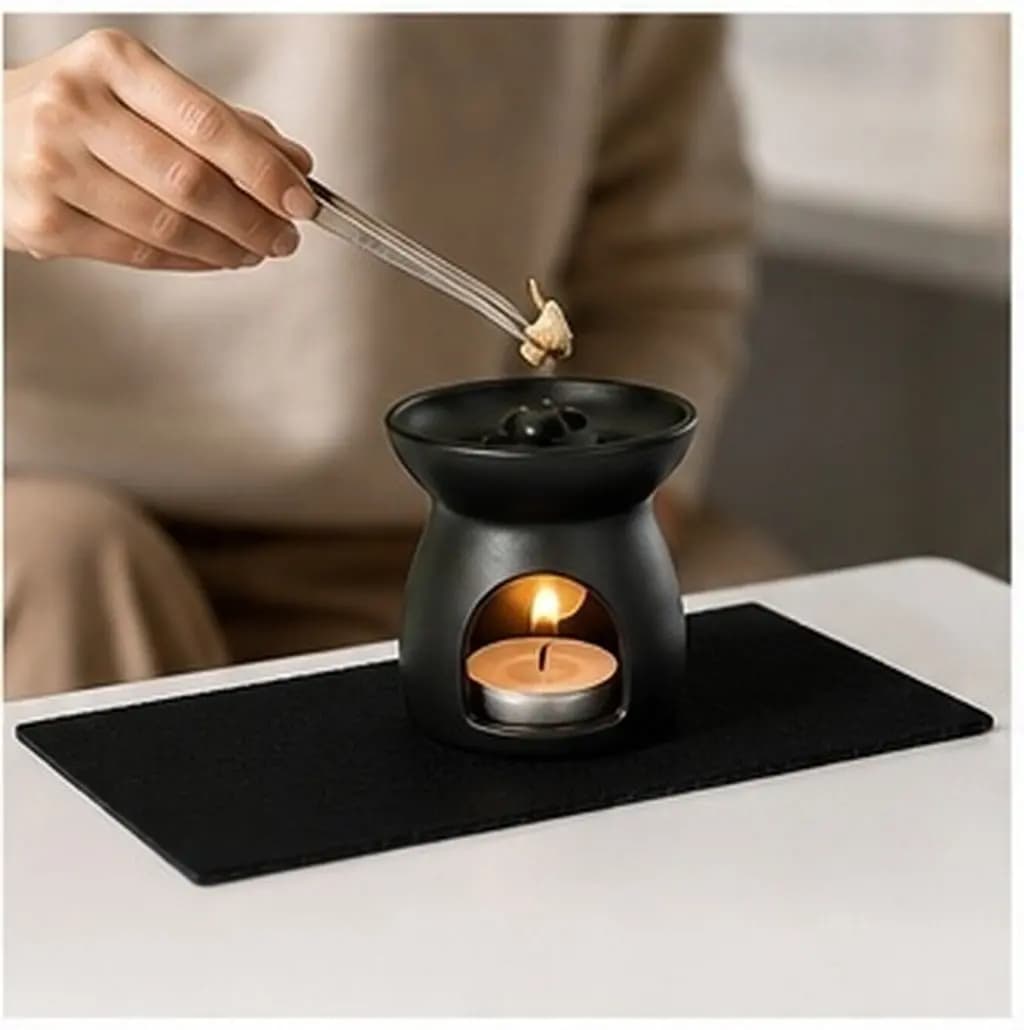 Black Fireproof Incense Burner Mat Heat Insulation Ash Catch Pad Anti Slip Surface for Incense Cones Coils Sticks Home Office
