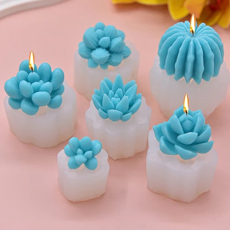 Stampo per candele in silicone succulente 3D fai da te cioccolato torta di ghiaccio pasticceria stampi da forno fiore fatto a mano sapone gesso strumento di colata in resina