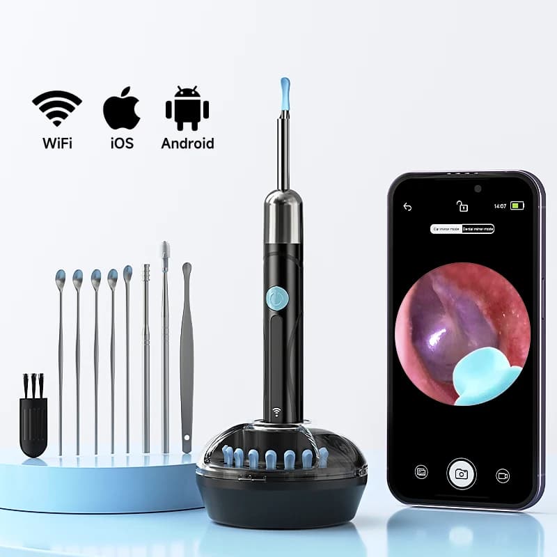 Endoscope WiFi 4.2mm 1080P Camera ear collector with spoon base for iOS/Android Otoscope for ear cleaning with cerume removal tool