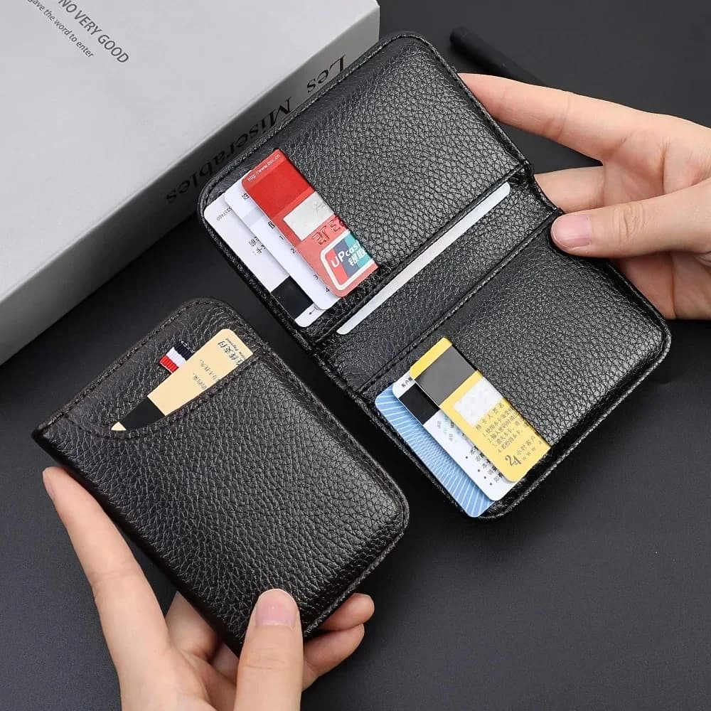 Card Holder of Subtle Credit and Portable Leather PU, Mini Ultra Thin Wallet for Men, Small Wallet