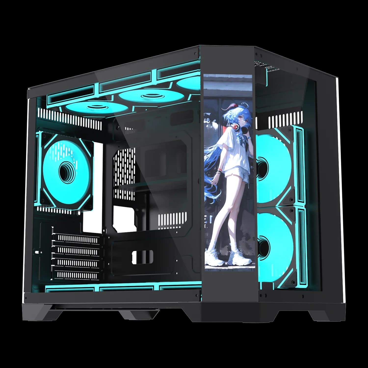 LCD Screen Display PC Gaming Case MATX Mid Tower Gamer Case Micro Desk Casing Tempered Glass Computer Cabinet Chassis