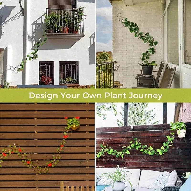new design 18pcs hexagonal plant trellis with 6 hooks sturdy iron chain support for indoor potted climbing plants