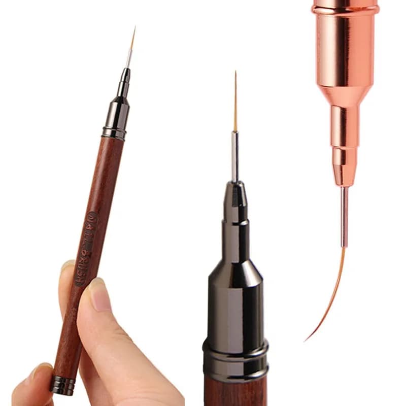 1/5 Pezzi Pennello per Gel Unghie con Manico Rotondo e Tappo, Strumenti per Manicure e Nail Art