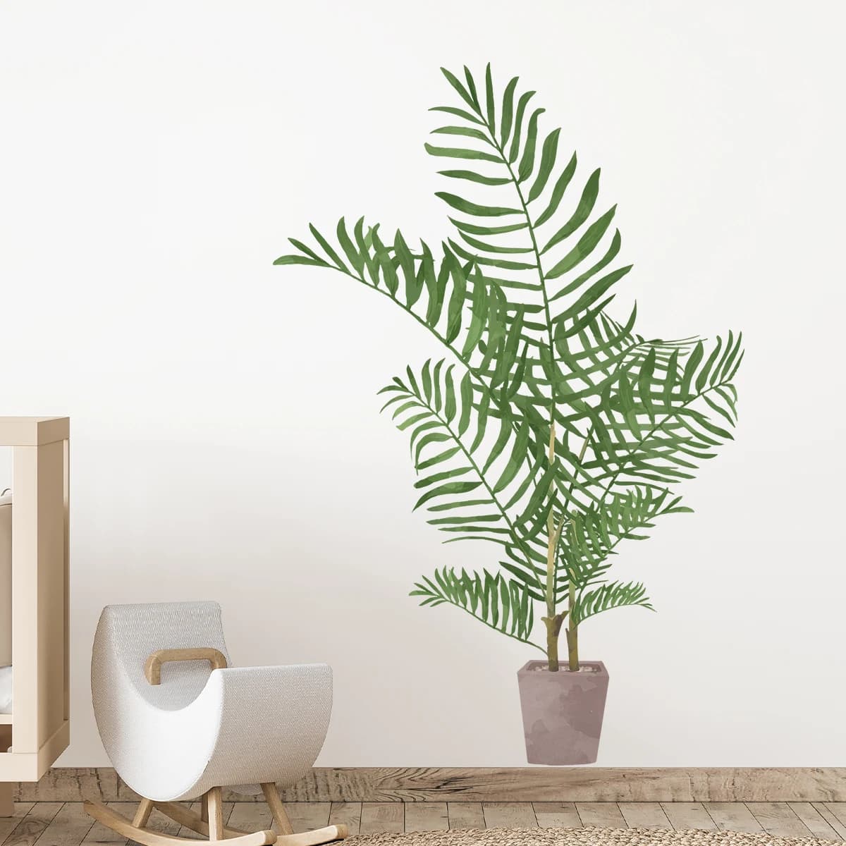 1pc Realistic Watercolor Green Plant Wall Stickers in Vase for Living Room Decoration Children's room Decalcomanie House Decoration