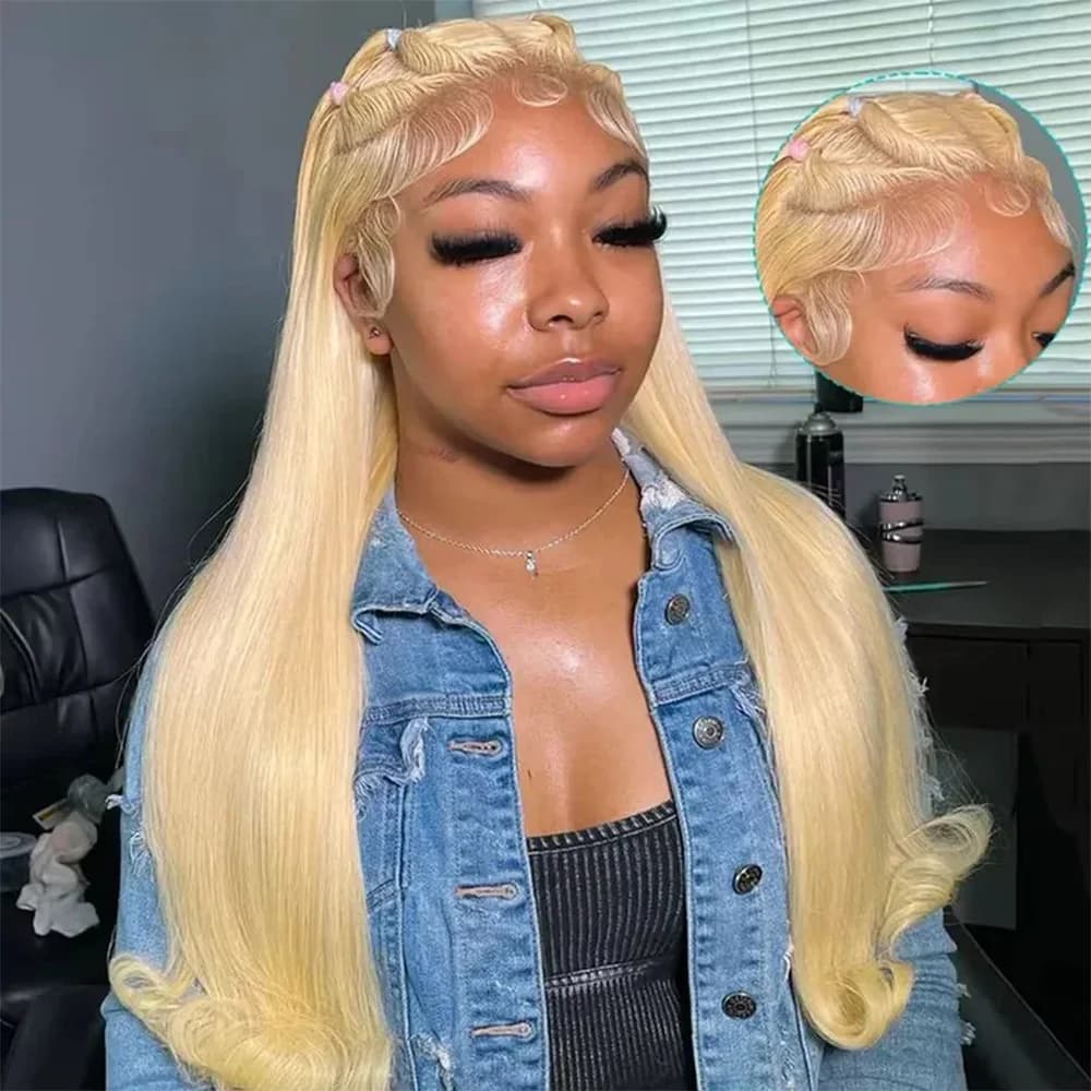 30 46 Inch Bone Straight 613 Colored HD Transparent Lace Frontal Wig 200% Density 13x4 13x6 Honey Blonde Lace Front Wigs Human Hair Pre Plucked With Baby Hair