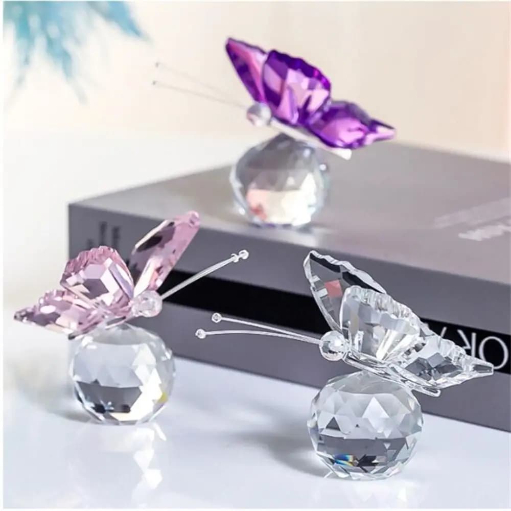 Farfalla di cristallo con figurina a sfera decorazione di nozze per la casa collezione artigianale in vetro ornamenti da tavola fermacarte regali Souvenir