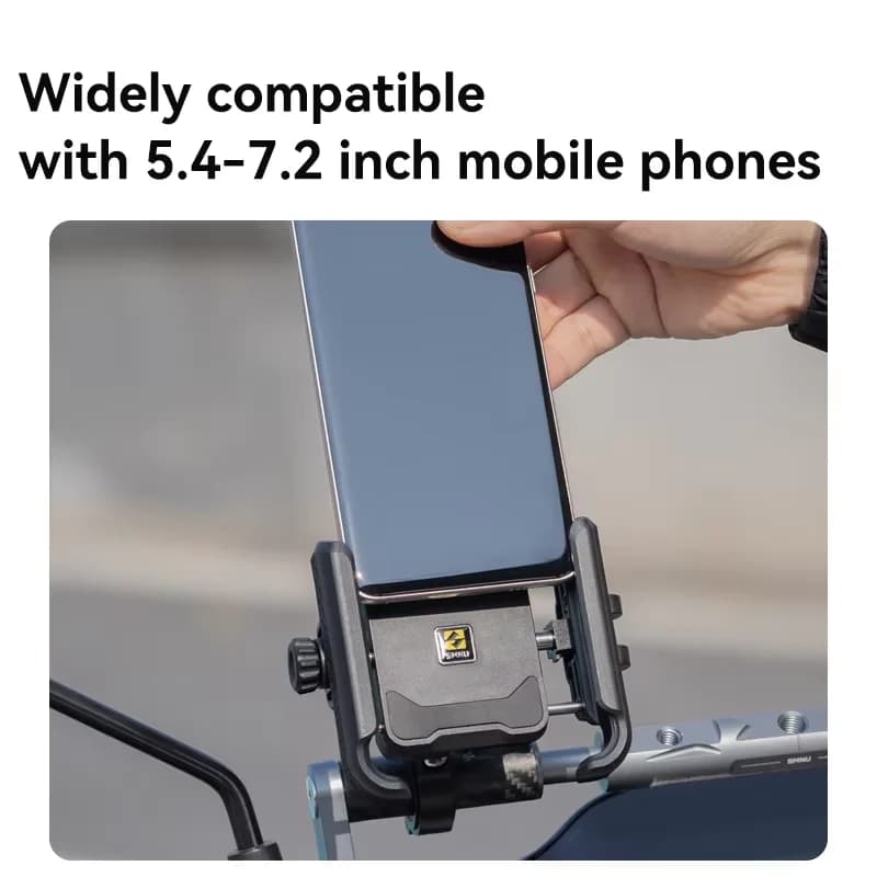 SMNU N2 Motorcycle Phone Holder, Shock Absorbing Wireless Charging One-Handed Adjustment Anti-Theft Camera-Friendly Riding Stand