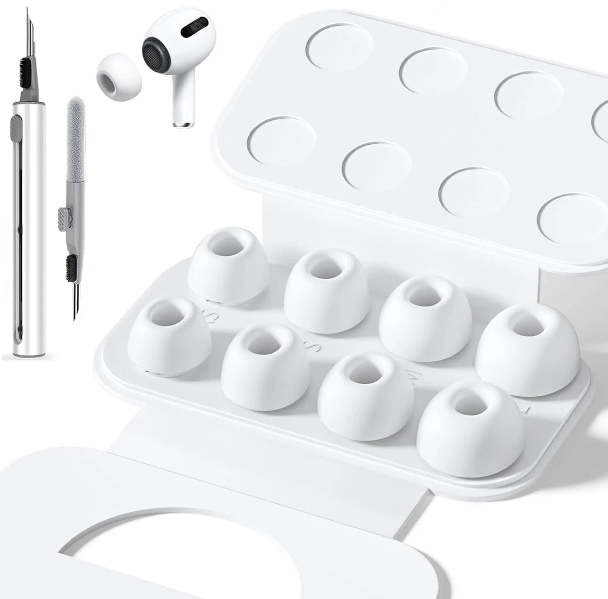 KUTOU 4 Paia Auricolari in Silicone Liquido per Airpods Pro 1 2 Cuscinetti per Riduzione del Rumore Tappi per Le Orecchie Tappi per Le Orecchie in Scatola Viene fornito con la Penna per la Pulizia