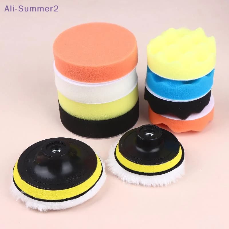 {Summer2} Set di 11 Spugne per Lucidatura Auto da 3/4/5 Pollici, Accessori Multiuso per Lucidatura e Ceratura per Smerigliatrici Angolari e Trapani