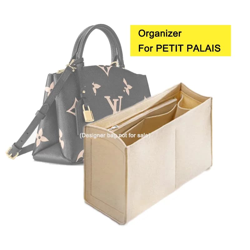 Borsa portaoggetti in feltro adatta per borsa petit Palais, borsa con inserto da viaggio con cerniera, articoli da toeletta per il trucco borsa per cosmetici Shaper