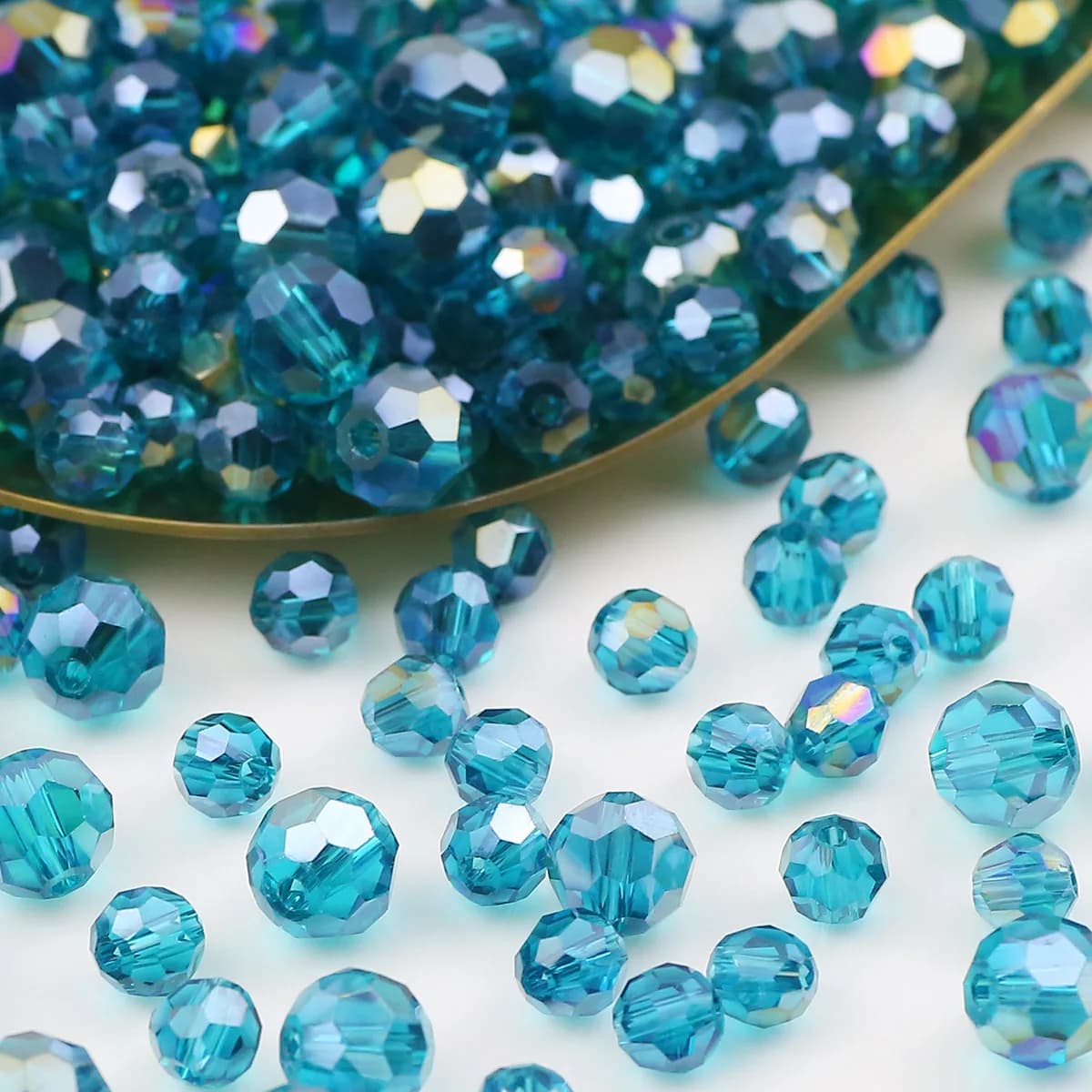 Hole Blue AB Austrian Crystal Glass Faceted Round Spacer Beads 3/4/6/8/10MM For Jewelry Making DIY Bracelets Necklaces Earrings