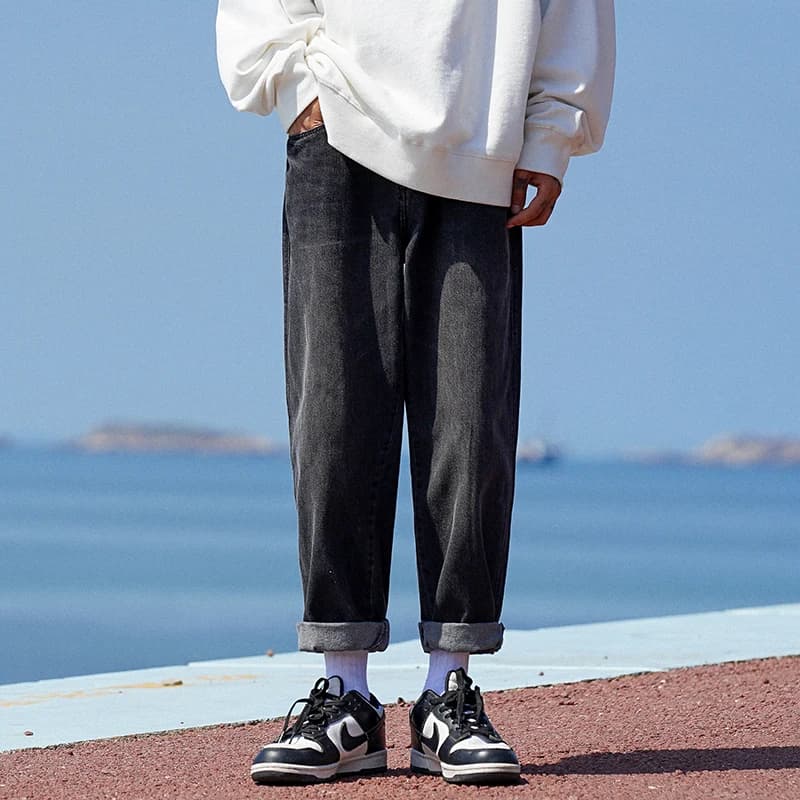 Bla Casual Jeans Men's Summer Loose Straight Leggings Nine Points Pants Trendy Brand Large Size Leisure Trousers