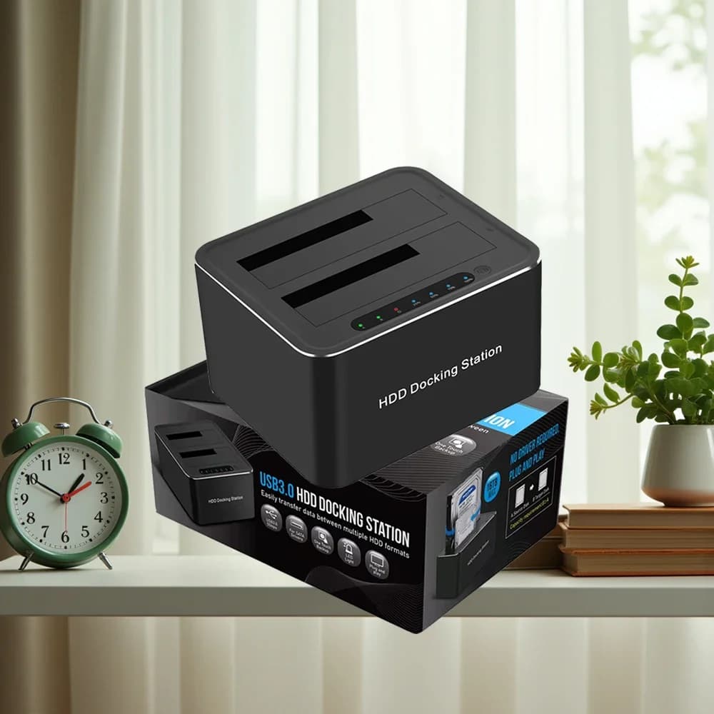 Docking station per disco rigido da 2,5 3,5 pollici Docking station per disco rigido da 2 alloggiamenti da USB 3.0 a SATA Dock Dual HDD Supporto Custodia per HDD mobile da 32 TB Spina UE USA