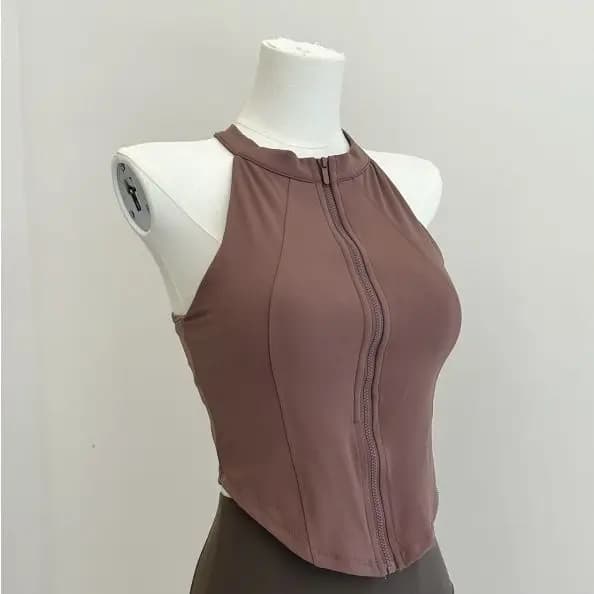 Women's Sportswear Innerwear with Chest Pad Front Zipper Slim Fit Yoga Bra Top Fitn Running Training Vest