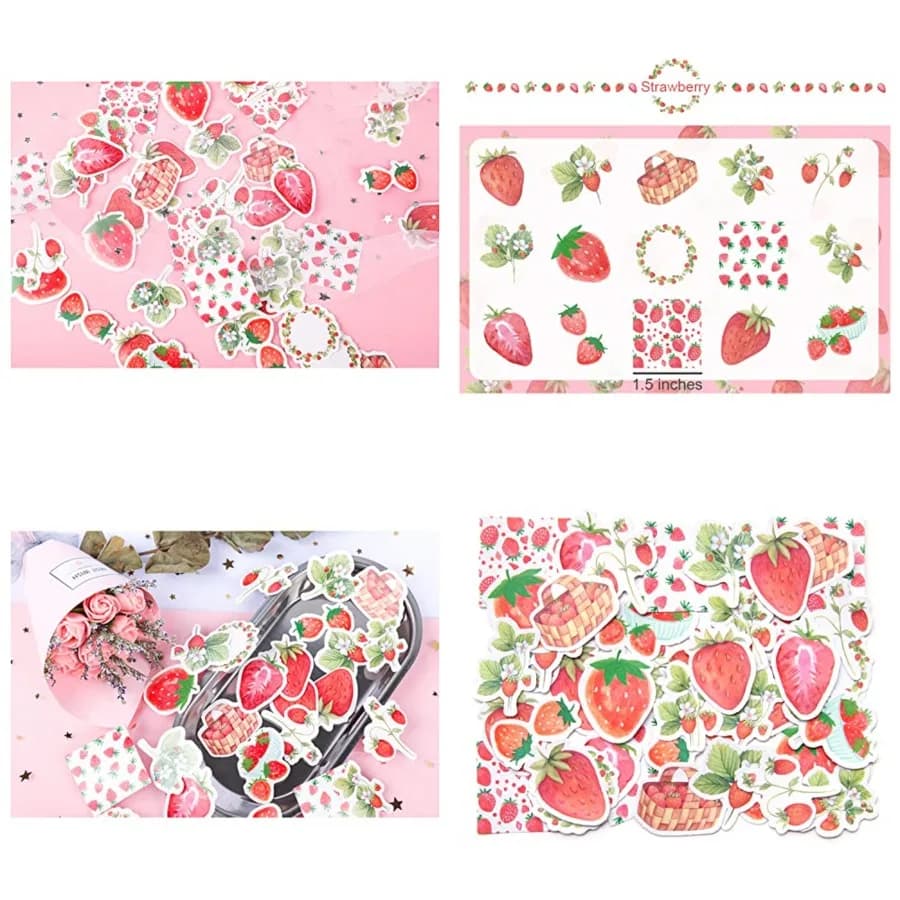 90 etichette adesive con tema fragola per diario personale, album di ritagli e quaderni, elementi decorativi perfetti per