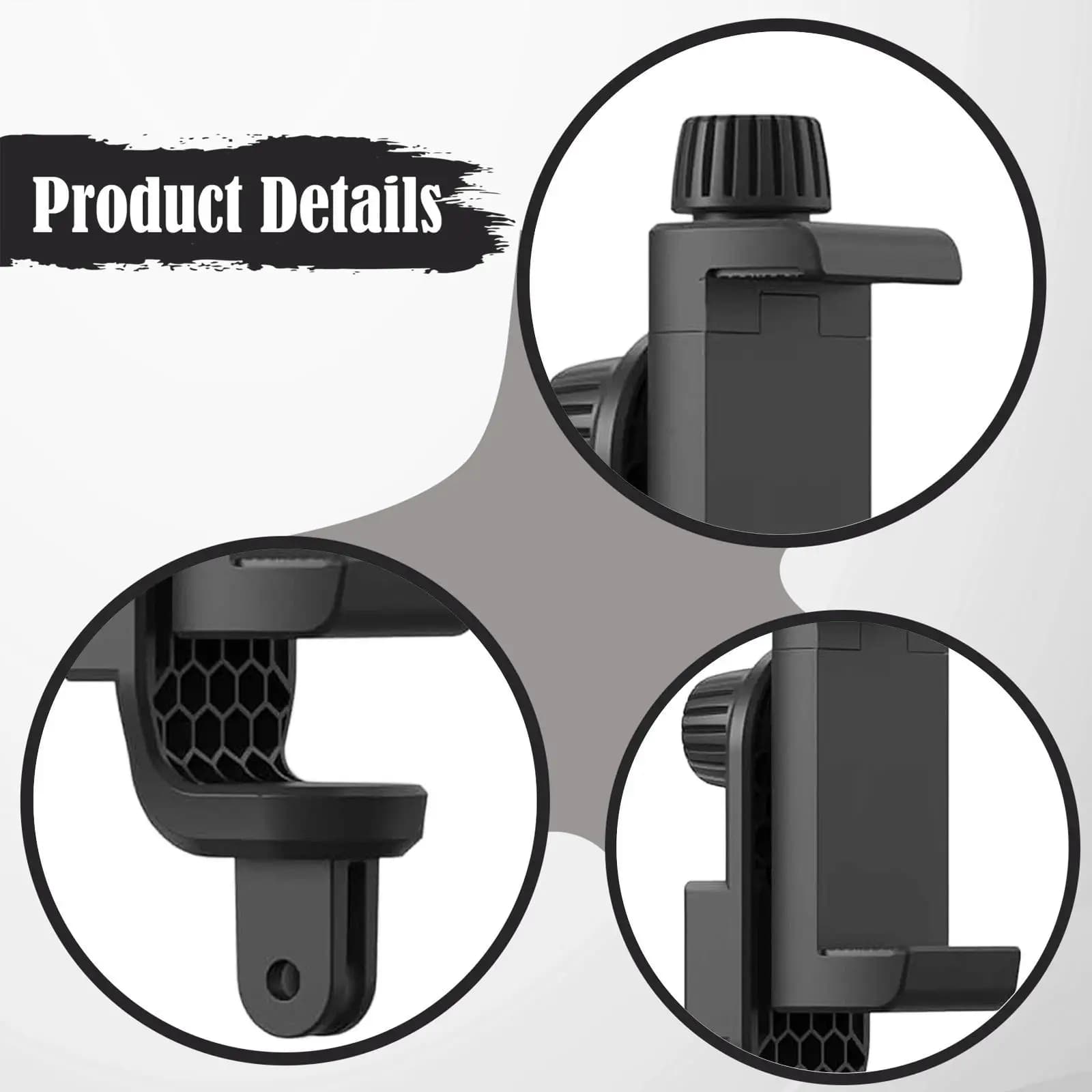 Phone Holder for Tripods Versatile with Cold Shoe 360 Rotate Cellphone Clamp Holder for Live Streaming Mic Photography Setup