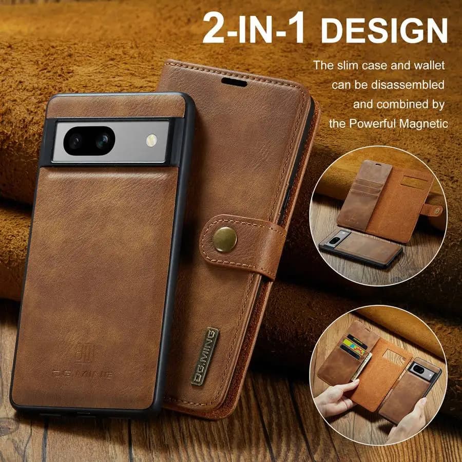 Leather Removable Magnetic Wallet Case for Google Pixel 6Pro 6A 7 7A 7 8 Pro 8A 9 10 Pro XL 9A 10A with Removable Flip Cover