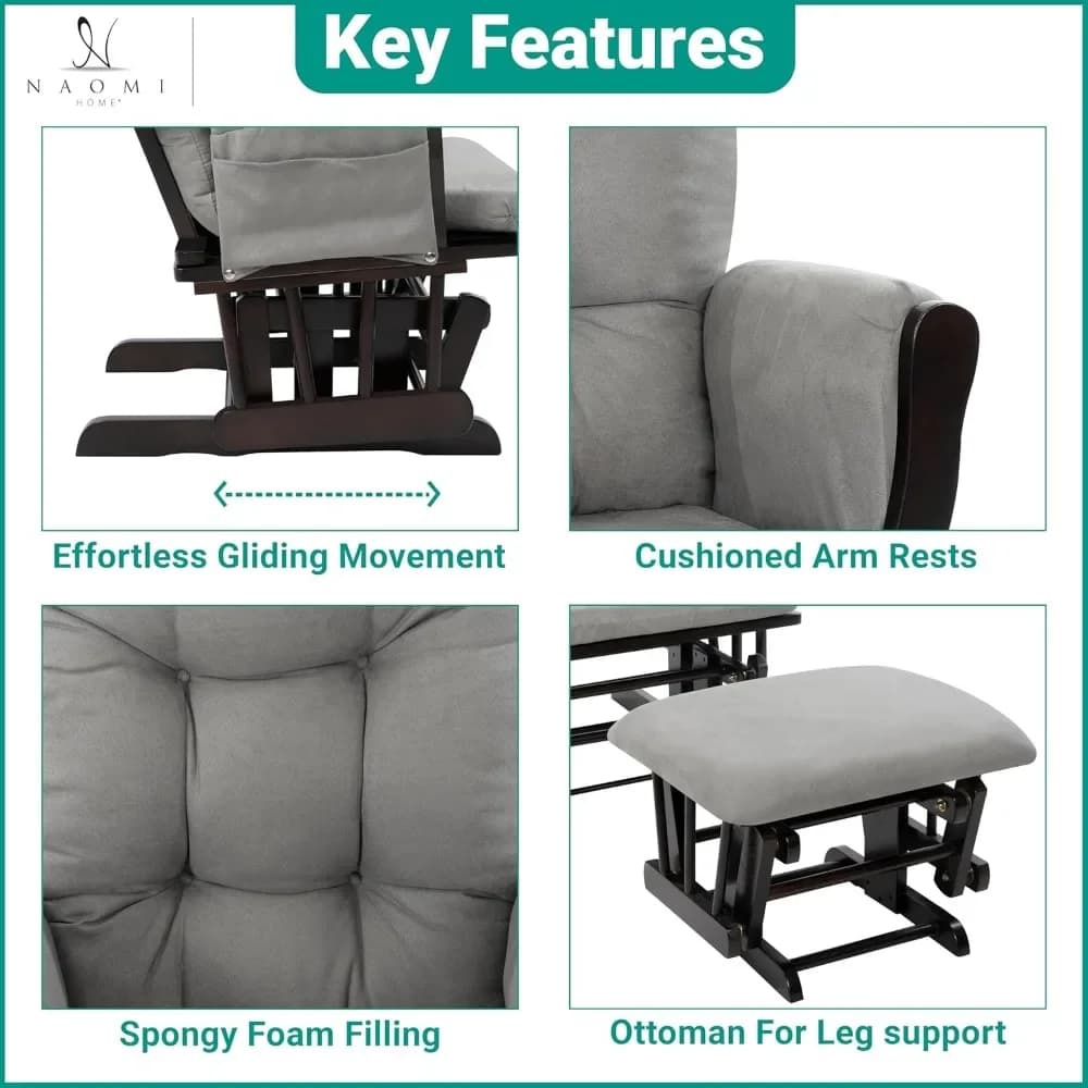 Set con movimento fluido di oscillazione e scorrimento, supporto ergonomico per schienale alto e braccioli imbottiti morbidi