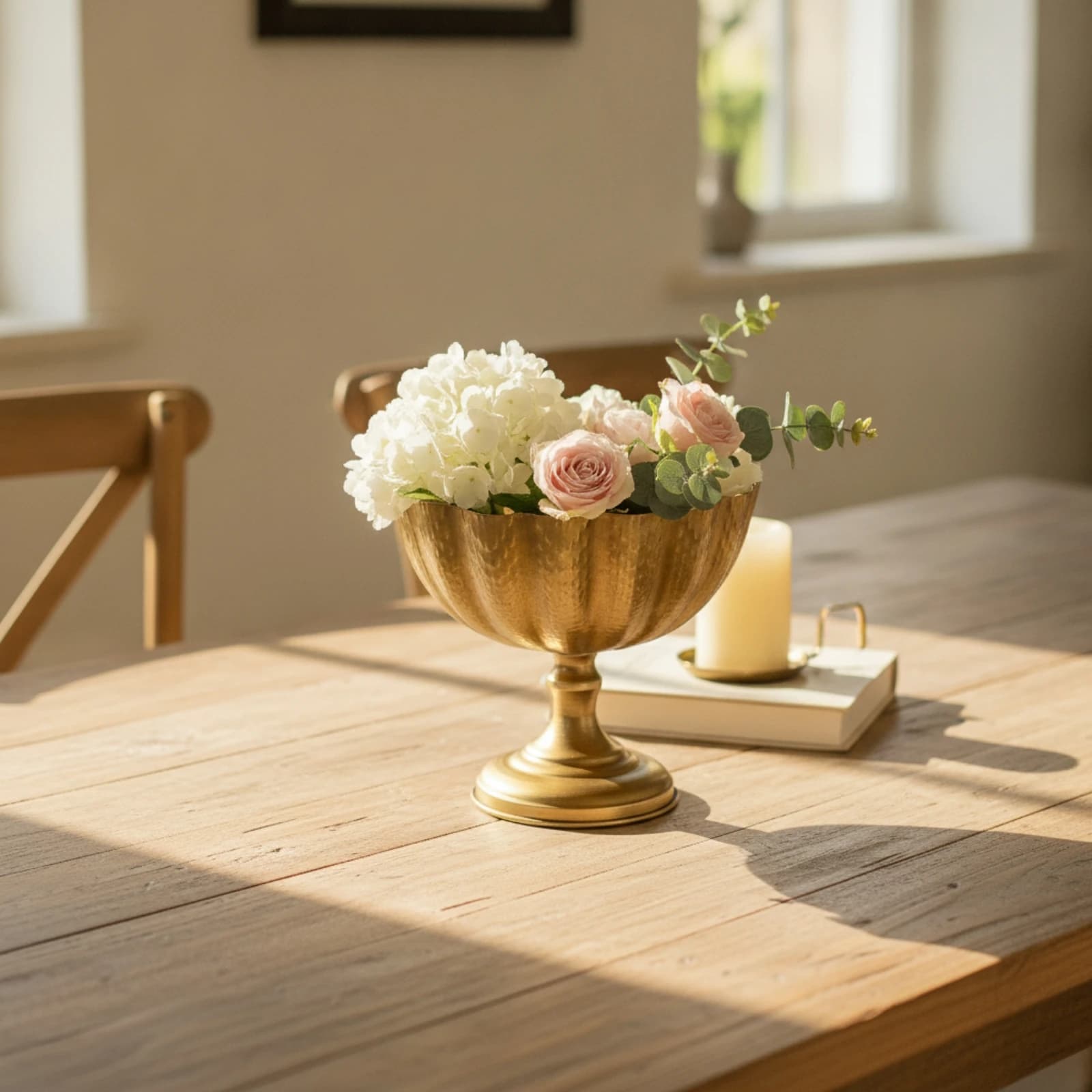 Pedestal Vase Detachable Metal Vase with Scalloped Rim Catchall Decorative Footed Compote Versatile for Florists