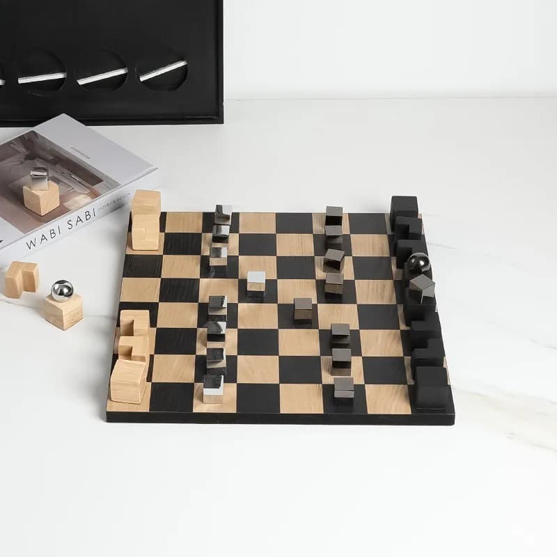 Creative Modern Minimalist Solid Wood Chessboard & Chess Set Ornament