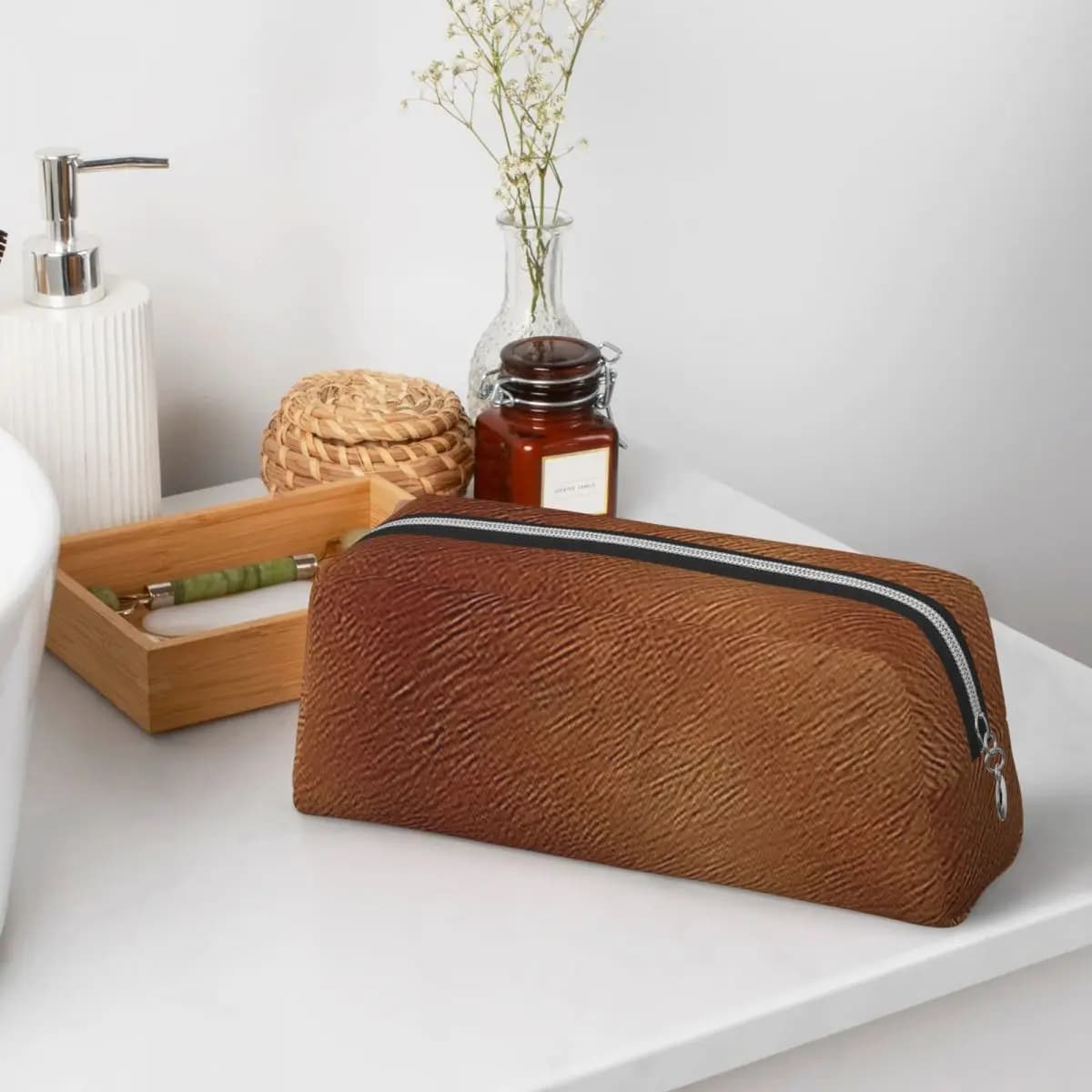 Brown Cowhide Cow Skin Print Pencil Cases for Students Gifts Pen Box Pencil Bag Pencil Pouch Storage Stationery Supplies