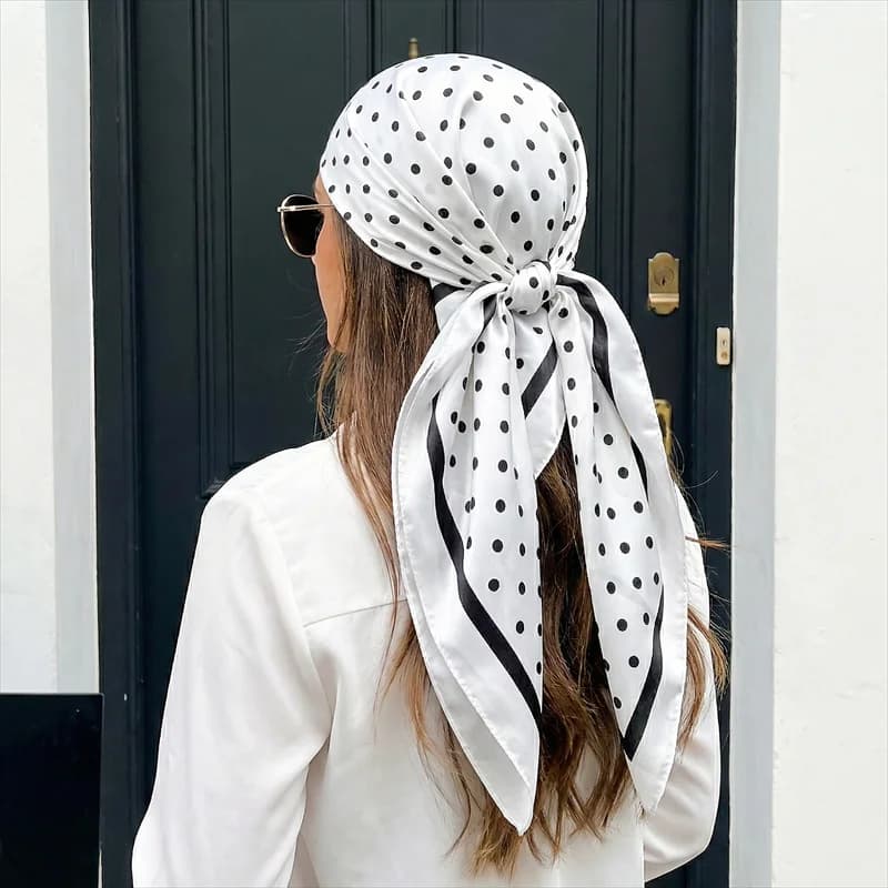 Foulard Quadrato in Seta con Stampa a Pois 2026 di Lusso per Donna, Fascia per Capelli Hijab, Sciarpa da Collo da 70 cm, Nastro in Raso Femminile, Fascia per Capelli