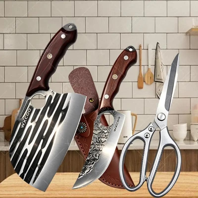 Flexible Hand Forged Kitchen Knife Professional Fish Filleting Boning Stainless Steel Cutter Wooden Handle Butcher Knife