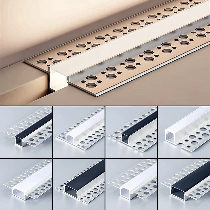 Edgeless Ceiling Board LED Aluminum Profile Built-in channel Diffuser Black Wall Floor Bathroom Scale Bar Bright Strips