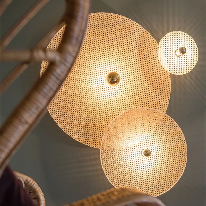 Lampada da parete marrone chiaro Lampada classica in bambù giapponese Aromas Del Campo loft lampada in rattan fatta a mano per illuminazione da comodino camera da letto ristorante domestico