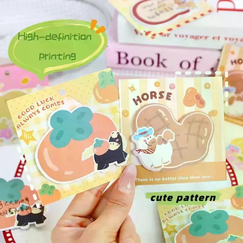 Set di blocchetti adesivi a forma di pony, cartoni animati, 5/10 libri, pratici per messaggi, decorazioni, articoli di cancelleria adesivi.