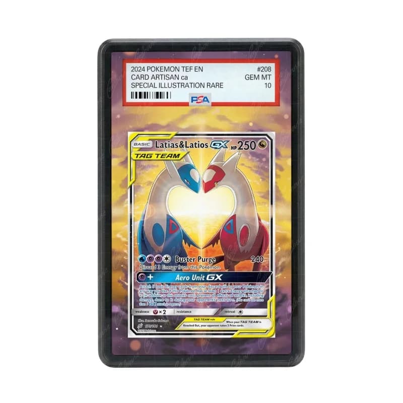 Espositore in Acrilico per Carte Collezionabili PTCG Reshiram Latias Latios Anime, Scatola Contenitore per Carte con Arte Estesa e Pittura Fai-da-te, Compatibile PSA