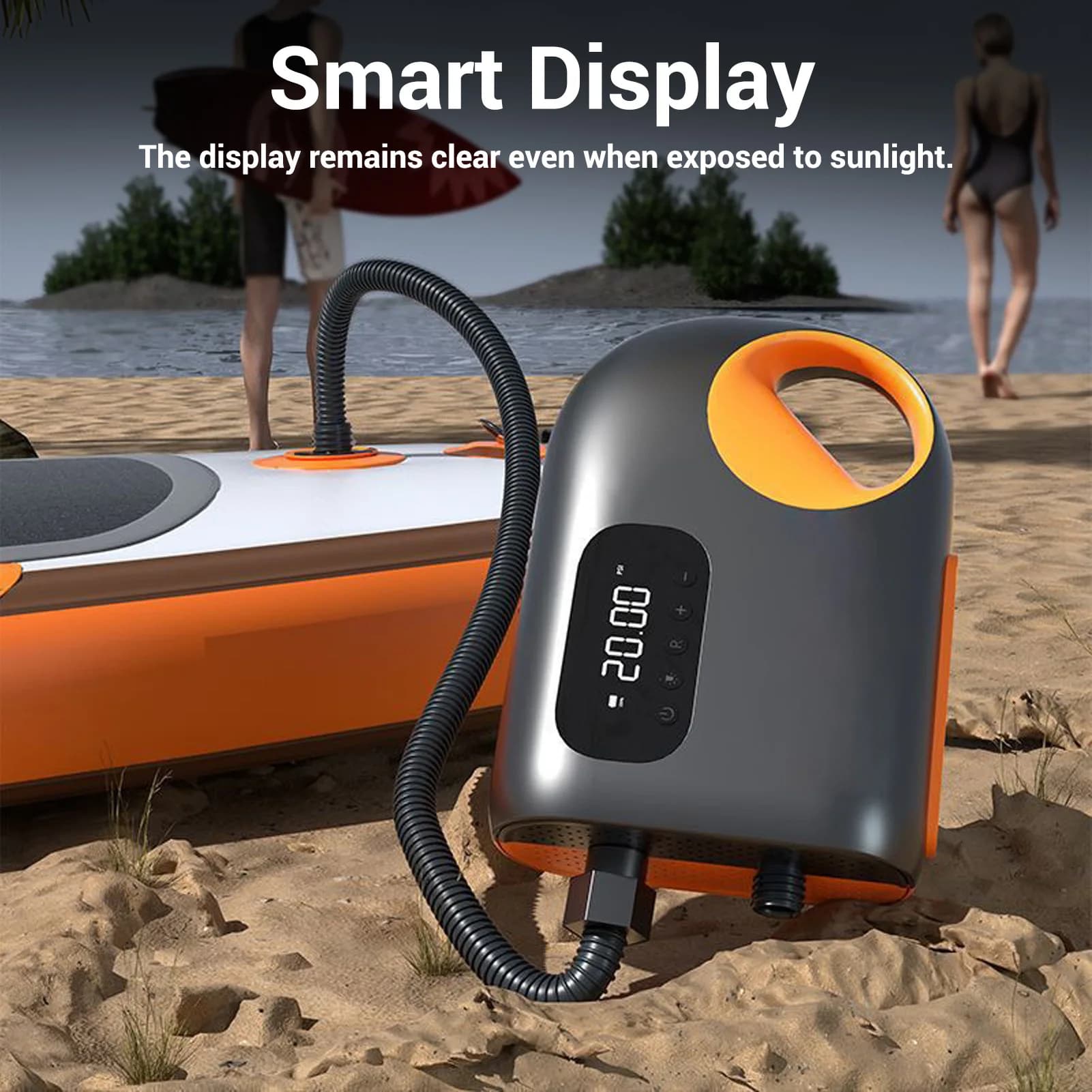 Pompa Elettrica per Paddle Board 20PSI con Display Digitale, Sicura e Stabile, Spegnimento Automatico, Funzione di Sgonfiaggio per Kayak