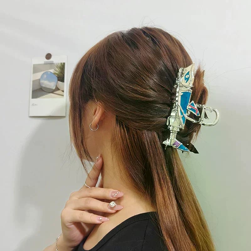 Fermaglio per capelli squalo olio goccia di smalto in lega di cartone animato Elegante impugnature per capelli in lega di zinco Accessorio moda da donna Stile dolce e fresco