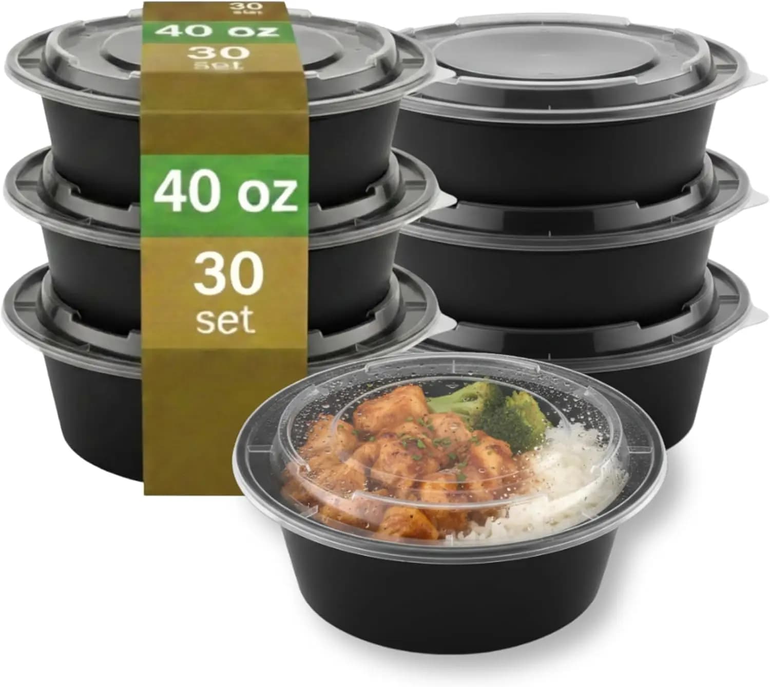 Contenitori Rotondi da 40 oz per Preparazione Pasti con Coperchi – Contenitori per Alimenti Senza BPA, Bento Box per Ristoranti e Catering