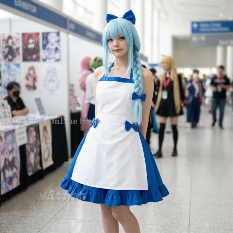 Zeno Ushirono Natsu Blue White Loli Maid Dress – Cute Uniform, Halloween Party Cosplay