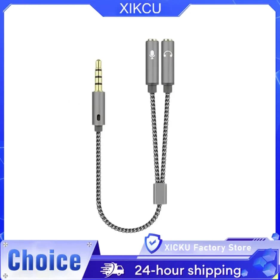 3.5mm Audio Headphone Splitter Microphone Splitter for stereo headphones Audio Cable jack Y 3.5 mm to 4 poles for PC PS4 Xbox One