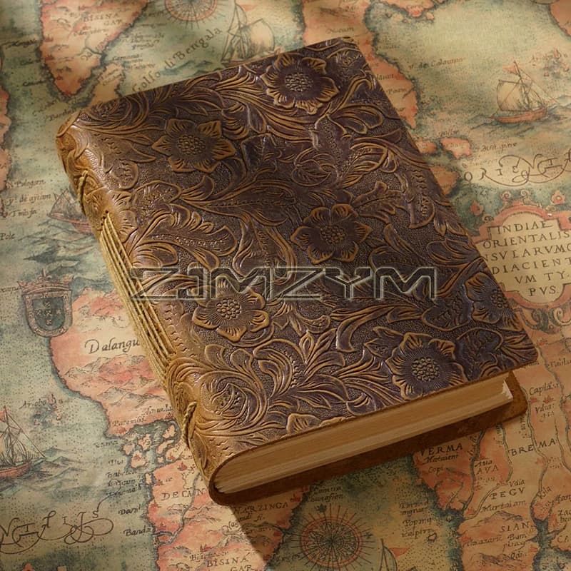 Handmade Sketchbook Cowhide Travel Record Notepad Brown Retro Loose-leaf Account Book Creative Notebook Diary Gift