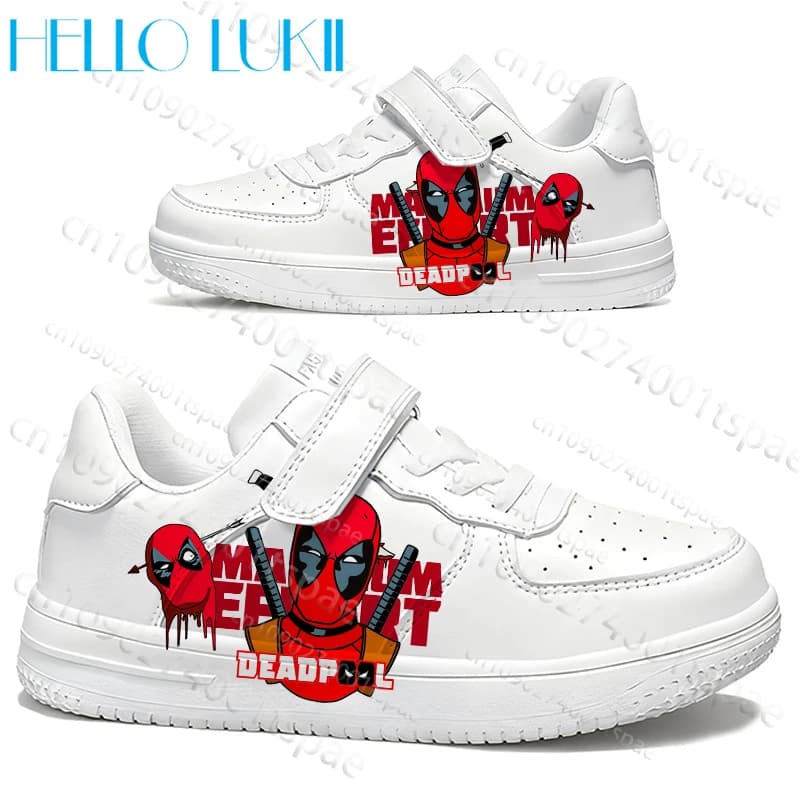 Scarpe Casual per Bambini e Ragazzi con Motivo Deadpool, Sneakers in Pelle PU Monocolore, Regalo di Compleanno per Bambini