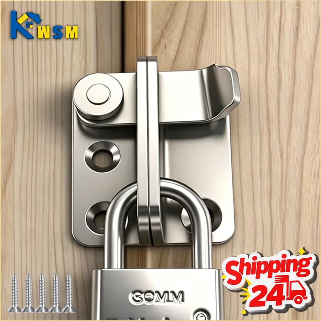 Stainless Steel Lock Latch Pet Cage Right Door Bolt Hasps Bathroom Security Anti Theft Deadbolt with Lock for Door Enhancement