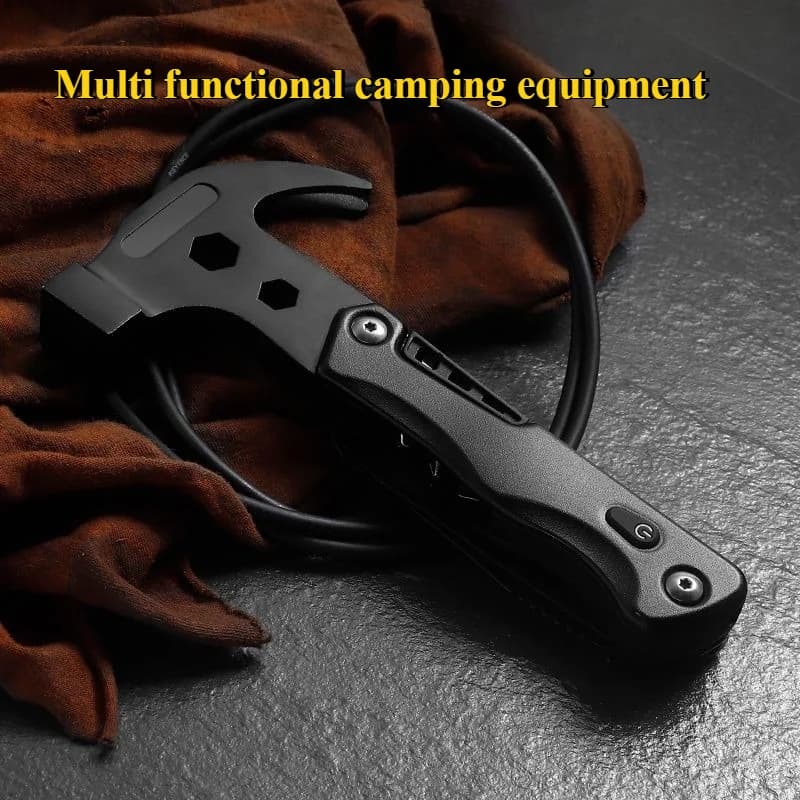 EDC Outdoor Multi functional Sheep Horn Hammer Outdoor Survival Portable Camping Folding Combination Portable Tool Mini