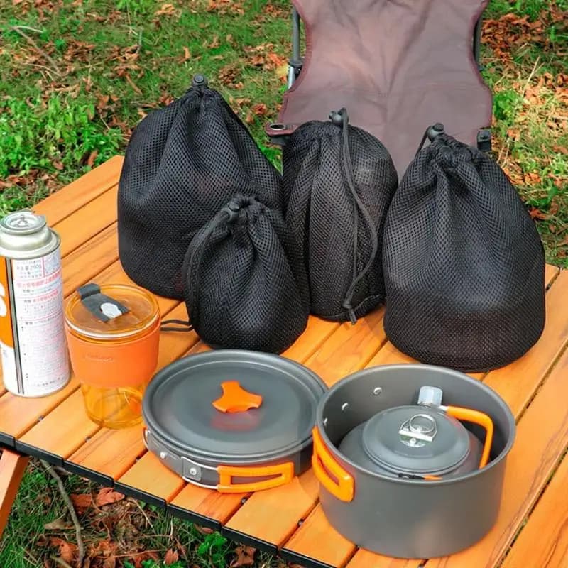 Portable picnic bag for outdoor camping with mesh pocket with coulisse Wallet for barbecue dishes